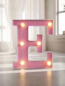 1pc Pink Sequin Glowing Letter/Number Desktop Decorative Night Light, Romantic Proposal Birthday Party Atmosphere Light, Guide Light - Q2-pink Letter Light - View 33