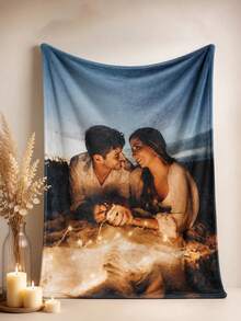 Personalized Photo Blanket, Valentine's Day Gift For Wife/Husband, Anniversary Gift For Husband, Keepsake Gift For Boyfriend Or Girlfriend, Customized Christmas And Halloween Supplies - Multicolor - View 2
