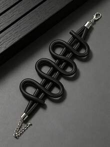 MARLIWOO 1pc Exaggerated Gothic Subculture Personalized Black Hand Accessory Vintage Street Music Festival Adjustable Chain Bracelet - Black - View 2