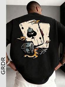 GRDR Men's Fashionable Printed Loose Short Sleeve T-Shirt | Exquisite Design | Summer Essential | Easy To Match | Showcase Your Style - Black - View 3