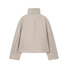Women's Fall Tops Fall Style Solid Stand Collar Single Breasted Woolen Coat Korean Style Loose Cropped Jacket For Casual Daily Office Wear - Beige - View 7