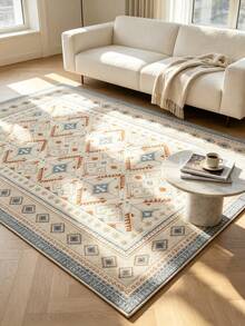 1pc Light Color Bohemian Living Room Rug, Suitable For Kitchen, Dining Room, Bedroom, Room Holiday Decor, Indoor/Outdoor, Office, Lobby, Anti-Slip Doormat, Bathroom Rug, Hallway, Study, Gaming Area - Beige - View 6