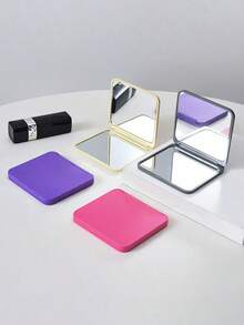 1/2pcs Multi-Color Double-Sided Folding Pocket Makeup Mirror, Portable Compact Square Hand Mirror, Minimalist Travel Makeup Mirror, Suitable For Handbag, Outdoor Daily Touch-Up - Multicolor - View 9
