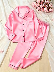 Tween Girl Pink Long Sleeve Long Pants Pajama 2-Piece Set - Multicolor - View 7