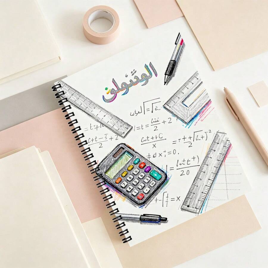 1pc Science Formula Stationery Pattern Hand-Drawn Style Spiral Notebook, Fun Subject Illustration Suitable For Student Exercise Writing Notebook, Learning Supplies, Back To School Season Essential