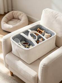 5pcs Pet Storage Basket Set With Handle And Multiple Removable Dividers, Soft Fabric Storage Box, Suitable For Puppy Grooming Supplies, Portable Dog/Cat Toy And Accessory Storage Bin - Multicolor - View 4