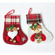 2pcs Christmas Stocking Gift Bags, Christmas Tree Hanging Decor, Winter Holiday Party Home Decoration Candy Snack Storage Bags - Multicolor - View 6