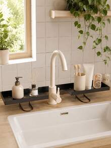 Over‑The‑Faucet Sink Organizer Rack, 90‑Degree Foldable Design Countertop Space And Keeps Sink Tidy, Holds Soap Dispenser, Toothbrushes, Toothpaste And Small Bathroom Supplies, Perfect For Bathroom Sink, Household Washroom Dorm Use - Multicolor - View 2