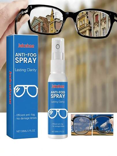 jakehoe 30ml Anti-Fog Eyeglass Cleaning Spray, Eyeglass Cleaner, Fashion Glasses Cleaner, Suitable For TV Screen Cleaning, Screen Cleaning, Phone Cleaning, Monitor Cleaning, Laptop Screen Cleaner (New And Old Models Randomly Sent)
