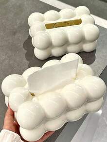 1-3pcs Cloud Shaped Plastic Tissue Box, Square Desktop Tissue Holder, Marshmallow Design, Suitable For Living Room, Bedroom And Dining Table Decoration - Multicolor - View 1