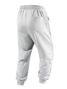 Blueprint Man 1pc Men's Light Gray Jogger Sweatpants, Elastic Drawstring Waist Adjustable For Different Waist Sizes, Soft Knit Fabric, Comfortable And Skin-Friendly, Casual Minimalist Style, Suitable For Daily Wear And Commuting, Men's Long Pants - Light Grey - View 7