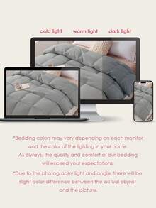 1pc Down Comforter - Quilted Duvet, All-Season Comforter, Down Alternative Comforter - Grey - View 8