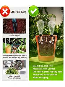 New Large Capacity Automatic Plant Watering Device, Transparent Self-Absorbing Water Ball With Clay Tip, Slow-Release Drip Irrigation Plug For Potted Plants, Hands-Free Watering Tool For Home Gardening - Multicolor - View 6