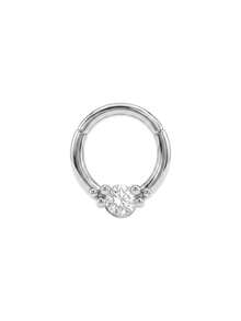 1pc 925 Sterling Silver Round Zirconia Seamless Hoop Earring – Cartilage Ring, Helix Ring, Nose Ring, Septum Ring, Seamless Clicker Earring, Mini Earring, Tragus Ring, Cartilage Piercing Ring, Silver Seamless Cartilage Earring, Suitable For Men And Women Daily Wear - Seamless Round Stone - View 13