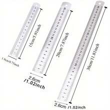 1/3pcs Metal Steel Ruler Set, 15/20/30cm Measuring Scale, Student Office Drawing Measurement Tool, Home Craft Cutting Ruler, Holiday Small Gift - Multiple Styles - View 5