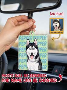 Catygift Custom Watercolor Pet Portrait Car Ornament, Rearview Mirror Auto Decor, Thoughtful Gift For Pet Owners - As Shown - View 3