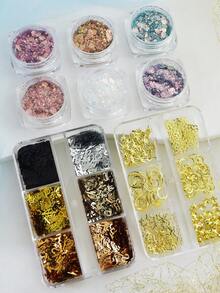 3件組環氧樹脂填充料，美人魚閃亮亮片填充，金屬星星月亮與字母吊飾鑰匙圈矽膠模具填充，DIY手工製作 - 彩色 - 查看 4