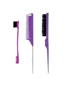 Comb Set, Includes Styling Comb And Rat Tail Comb; Suitable For African Hair Texture As Well As Wet, Dry, Oily, Coarse Or Long Hair. Easily Detangles Curly Hair, Especially Suitable For 3A To 4C African American Hair Types. - Multicolor - View 13