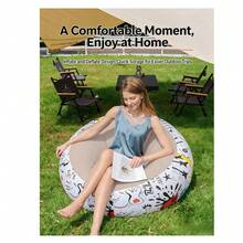 1pc New Graffiti Spherical Inflatable Lazy Sofa, Foldable Flocked Inflatable Bean Bag Chair, Portable Air Sofa For Indoor Home Relaxation - A - View 5