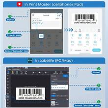 Impresora de etiquetas inalámbrica Phomemo M110 - Creador de etiquetas portátil de 203 ppp, adecuado para pequeñas empresas, oficinas, tiendas - Compatible con iOS/Android y PC - Adecuado para etiquetas de código de barras, precio, logística, dirección y ropa - Azul - Ver 4