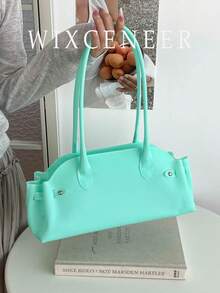 Summer Refreshing Underarm Large Bag Women's New Fashion PVC Jelly Bag Minimalist Commuter Shoulder Tote Bag - Blue - View 2