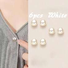 6/3/1pc Seamless Adjustable Plastic Decorative Buttons, Suitable For Shirts, Dresses, Jackets, Cardigans, Coats, And Other Fashionable Outfits. Features Pearl Sequin Flat Buttons For A Vintage Style.Crafts Supplies For Adults/Craft Supplies/Buttons - Mixed Colors - View 15