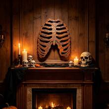 Ribcage Skeleton Rusty Metal Halloween Wall Art, Inner Strength Gothic Dark Boho Ribcage Skeleton Halloween Decoration - Ribcage Skeleton - View 5