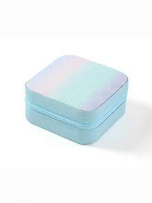 1pc Portable Travel Mini Jewelry Box, Leather Jewelry Ring Storage Box, Gradient Color Grid Storage Box, Gift Box, Jewelry Box, Meets Daily Jewelry Storage And Travel Needs, Mini Storage Box Can Be Shared With Family, Convenient For Daily Use. - Multicolor - View 14