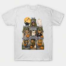 Unisex-Summer/Autumn T-Shirts - Cute Teddy Bear Halloween Haunted Costume Graphic T-Shirt-Streetwear,Y2k,Herren,Pasha Style,Herbst Outfit,Essentials,B - White - View 1