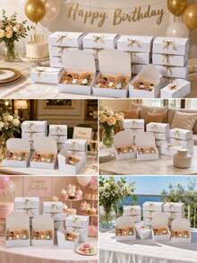 10/4/2 Packs - White Covered Gift Box With Ribbons, Suitable For Bridesmaid Invitations, Weddings, Birthday Gifts, Party Showers And Other Parties, Valentine's Day Gifts And Other Occasions. - Multicolor - View 8