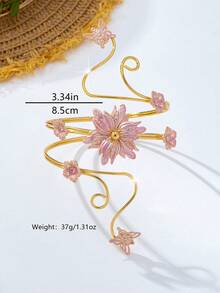 1pc Exaggerated Vintage Elegant Pink Enamel Drip Oil Flower Butterfly Women's Fashion Circular Bangle Bracelet, Suitable For Beach, Vacation, Party, Banquet, Daily Wear - Pink - View 5