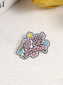 Pastel Spanish Slogan Enamel Pin Rainbow Cloud Sweet‑Cool Cartoon Text Lapel Badge For Backpack Jacket Decor - Multicolor - View 8