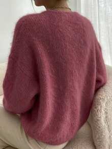 Women's Solid Color Casual Versatile Daily Long Sleeve Sweater - Dusty Rose - View 2