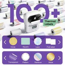 Phomemo M110 Wireless Label Printer - 203dpi Portable Label Maker, Suitable For Small Businesses, Offices, Stores - Compatible With IOS/Android And PC - Suitable For Barcode, Price, Logistics, Address And Clothing Labels - White - View 3