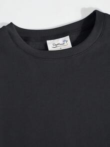 Women's Crew Neck Sweatshirt, Travel Sweatshirt, Cotton T-Shirt, Basic Autumn-Winter Sweatshirt For Women - Black - View 7