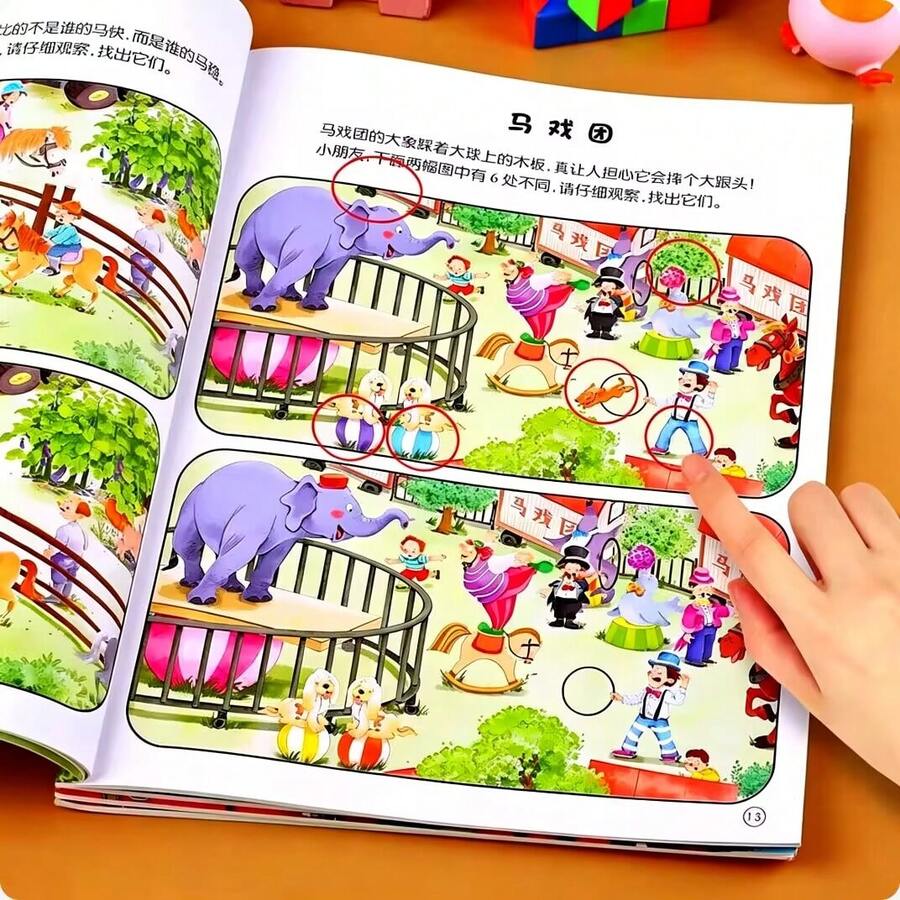 Children's Fun Spot The Difference Activity Book - Covers Ocean, Farm, Transportation And More Rich Themes! These Interactive Educational Games Not Only Help Children Improve Visual Discrimination, Logical Thinking And Observation Skills, But Also Make The Perfect Gift For Preschool Children. - 2 Random Books - View 1