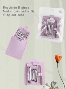 Exquisite Nail Clipper Set, Novel Complete Set Of Large, Medium And Small Nail Clippers, Suitable For Home And Travel Use, Available In Blue, Green, Beige And Purple - Multicolor - View 1
