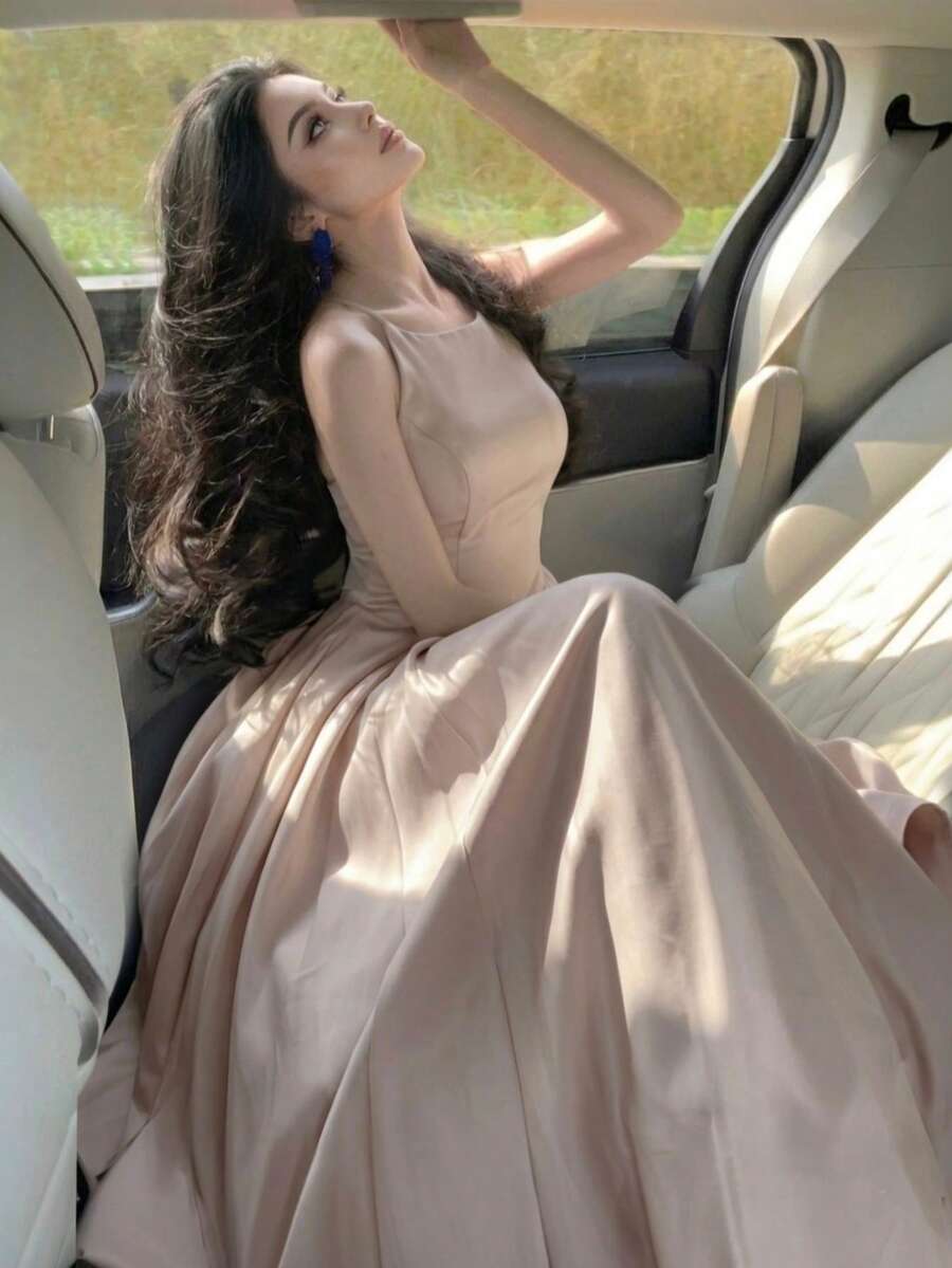 Sleeveless A-Line Dress, Elegant Casual Summer Dress For Women, Suitable For Music Concerts, Parties, Birthdays, Solid Color, Fashion Long Dress, New Spring Collection Pink