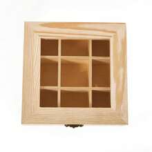 9 Compartments Storage Box Organizer Wooden Sugar Bag Container Wooden Tea Bag Jewelry Accessories Organizer Brooch Organizer - As Picture - View 4