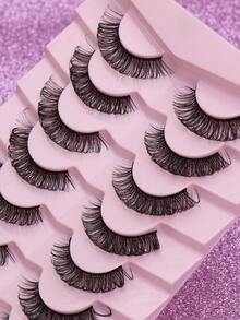Ayrmilla 7 Pairs Natural D-Curl False Eyelashes, Fluffy Soft Dense 3D Mink Fur False Eyelashes, Long Lightweight Multi-Layer Short Dense False Eyelashes, Loose Makeup Strip False Eyelashes, Eyelashes, False Eyelashes, False Eyelashes - Black - View 15