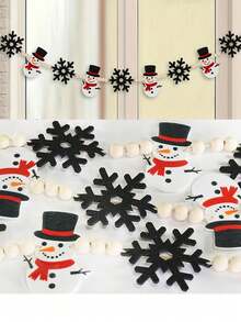 1PC-Christmas Wooden Bead Banner With Snowman And Snowflake Decorations, Christmas Bunting, For Fireplace Decor - Christmas Home Wall Decor - Winter Hanging Decorations - Multiple Styles - View 7