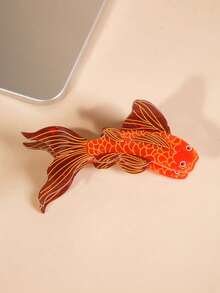 1pc Orange Koi Fish Hair Clip, Creative Acrylic Fiber Fish Tail Design, Incorporating Traditional Chinese Elements, Versatile And Fashionable - Multicolor - View 6