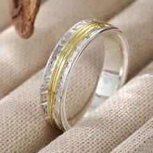 Vintage Feather Pattern Women's Ring, Suitable For Daily Commute Wear, A Low-Key Textured Choice - Silver - View 5