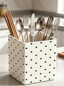1pc Heart Pattern Multi-Functional Storage Organizer Box - Cutlery Storage Box, Desktop Organizer (Suitable For Storing Cutlery, Straws, Tea Bags, Pens, Remote Controls); Compact And Space-Saving, Suitable For Kitchen, Office, Living Room (Please Note The Size Before Ordering) - Multicolor - View 4