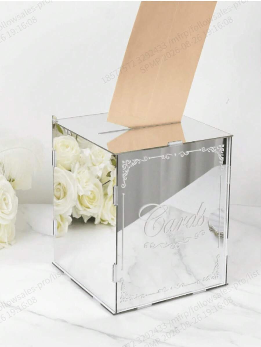 Acrylic Gift Box Wedding Card Box Transparent Engraved Wish Box Envelope Storage Box Creative Raffle & Suggestion Box - 1PC - View 1