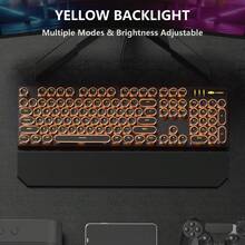 MageGee - STORM Punk Wired Mechanical Keyboard, 104 Tombol, Saklar Biru, Tutup Tombol Bulat Retro dengan Sandaran Pergelangan Tangan Magnetik, Anti-Ghosting, Lampu Latar Warna Solid/Pelangi yang Dapat Diatur, Tersedia Berbagai Warna, Cocok untuk PC/Laptop/Rumah/Gaming/Hadiah - View 13