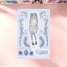 6 Peças Conjunto de Adesivos de Menina Cartoon, [Adesivos Decorativos de Menina Cartoon Doce & Legal] - Adesivos Decorativos Fofos e Altamente Atraentes para Scrapbooking e Planejador - Adequado para Scrapbooks, Planejadores, Decoração de Garrafas de Água - Compatível com a Série de Adesivos Decorativos Felizes, Adesivos Fofos, Decoração de Planejador, Design Criativo, Padrões Coloridos, Suprimentos de Scrapbooking, Adesivo Durável, Artesanato Feito à Mão - Multicolorido - Visão 8