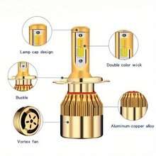 2 buah Lampu Depan LED Mobil Dua Warna Kuning dan Putih H1 H7 H11 H4 Lampu Jauh dan Dekat Terintegrasi - C6 - View 4