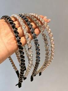5pcs Women's Rhinestone Crystal Headbands, Luxury High-End Texture, Elegant Minimalist, Hair Accessories - Multicolor - View 3