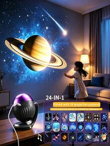 1pc Creative Music Starry Sky Projector Lamp, Black White Film Projection Night Light, Romantic Ocean Holiday Atmosphere Projector For Bedroom, Living Room, Party, Home Decor - Multicolor - View 1